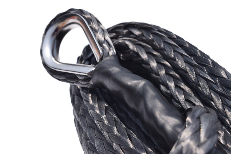 QIQU 10mm3/8 inch Synthetic Winch Rope Extension with Two Loops (3/8"*85ft, Black) - Image 3